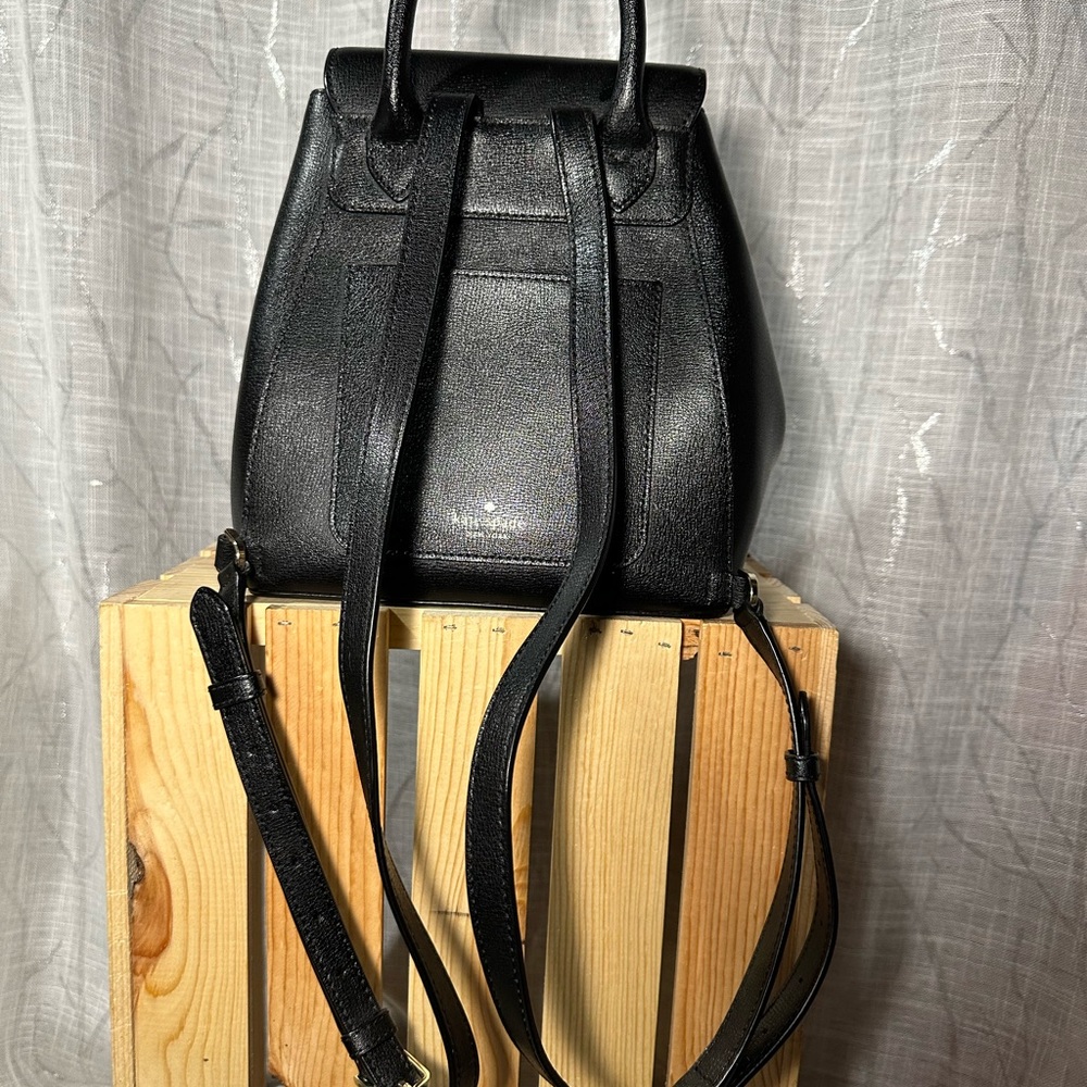 Kate Spade New York Adel Flap Leather Backpack Shoulder Bag, Medium - Black - Picture 11 of 15